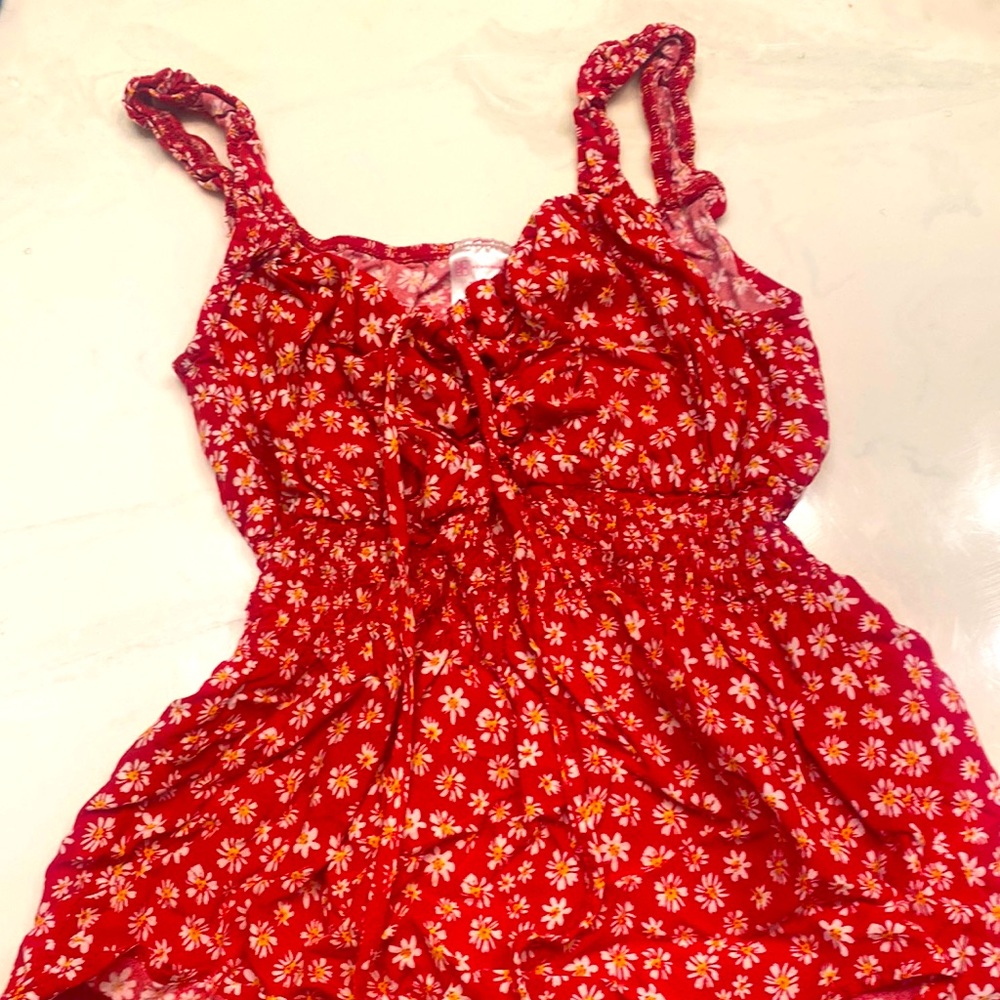Red flower blouse